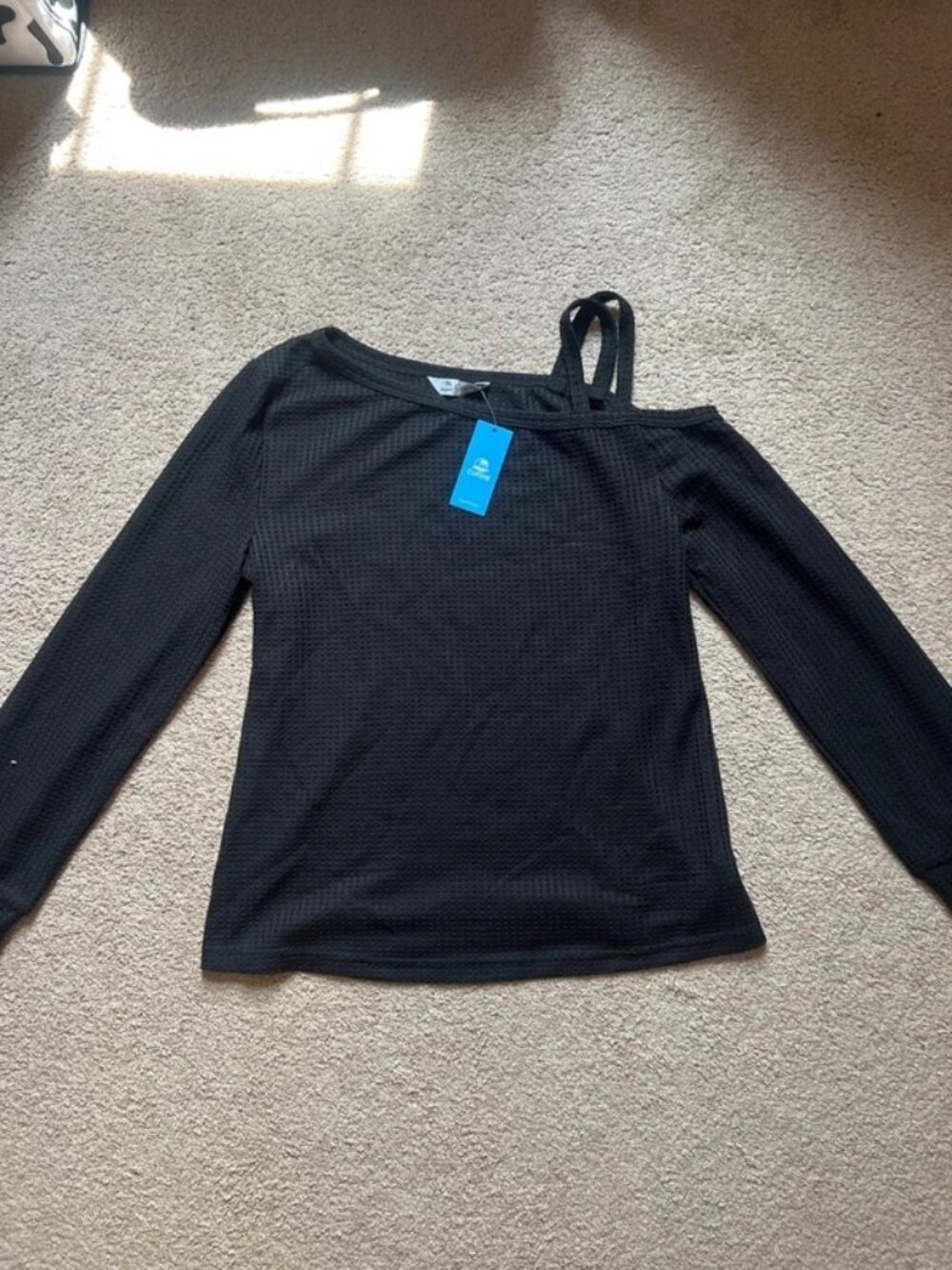 NWT Cupshe Waffle Knit Open Shoulder Sweater